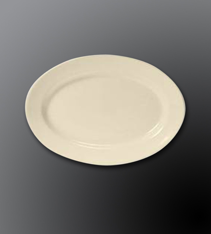 Rolled Edge Ceramic Dinnerware Dover White Oval Platter 13.5"L x 9"